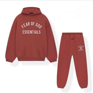 Fear of God Essentials “Crimson” Hoodie and Jogger Set